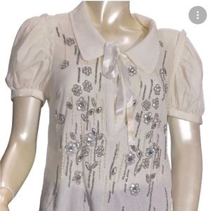 🔥🔥DOLCE AND GABBANA Vintage Crystal Flower Embellished Blouse